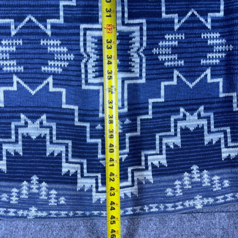Pendleton Blue White Southwestern Geometric Longline Duster Cardigan Sweater S - Picture 12 of 16